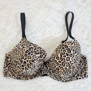 Fabulous By Victoria's Secret Leopard Print Bra Black,Brown Lined Demi 32D